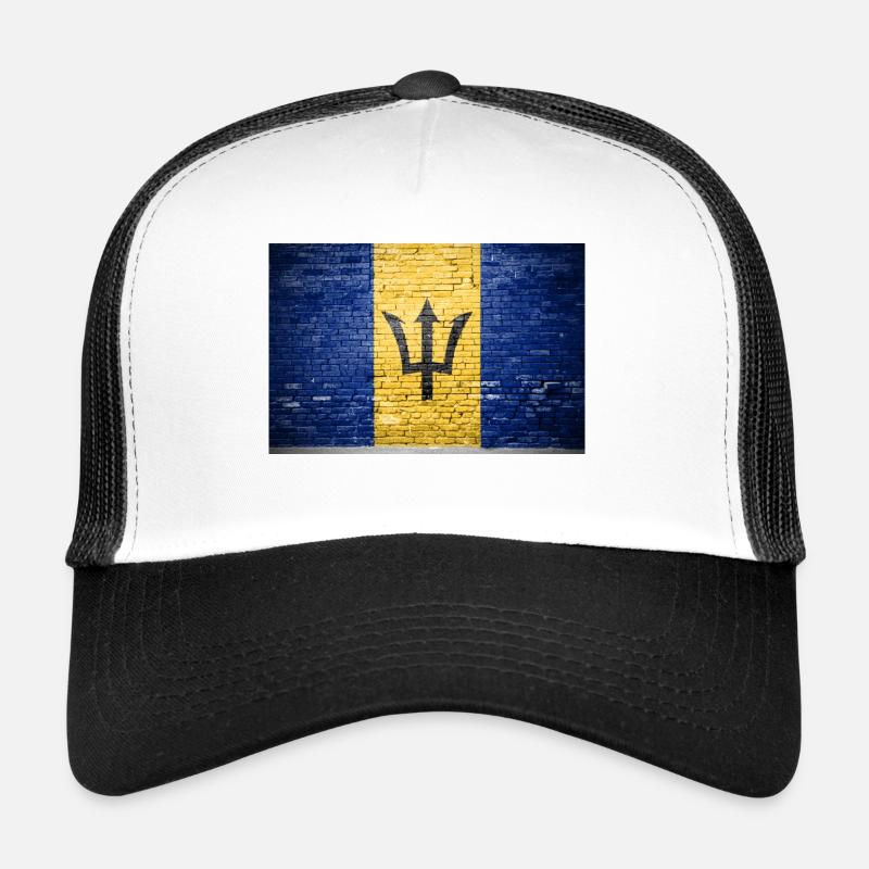 Drapeau de la Barbade Graffiti sur mur de briques Casquette trucker 