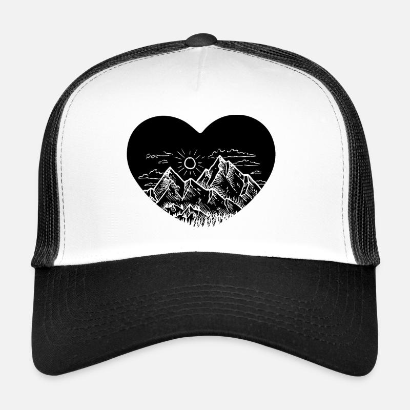 Herz - Berg - (18) - Trucker Cap - Weiß/Schwarz