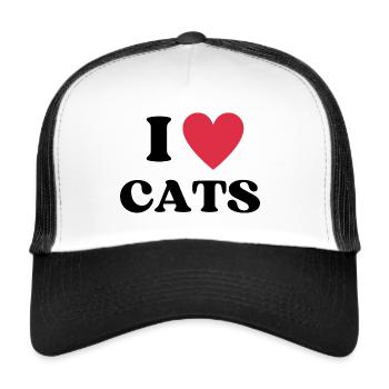 I Love Cats and I Heart Cats - Trucker Cap - white/black - Front