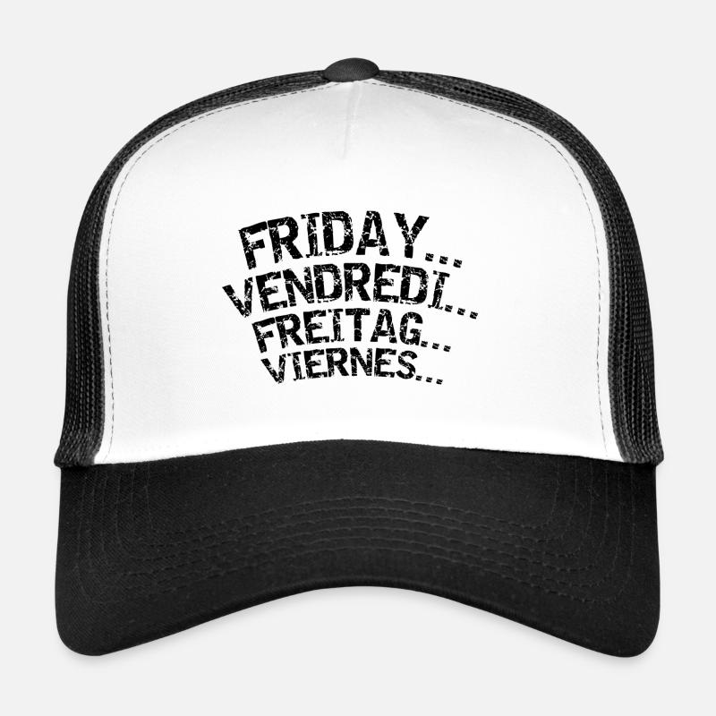 FRIDAY VENDREDI FREITAG VIERNES - Casquette trucker  - blanc/noir