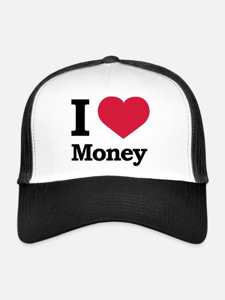 I love Money | Herz | Heart - Casquette trucker  - blanc/noir - Devant