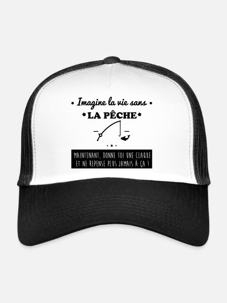La pêche,pêcheur,pécheur - Casquette trucker  - blanc/noir - Devant