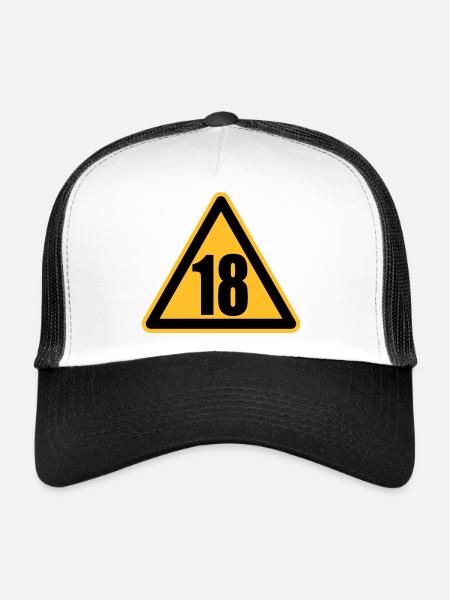 Warning 18 | Achtung 18 - Trucker Cap - white/black - Front