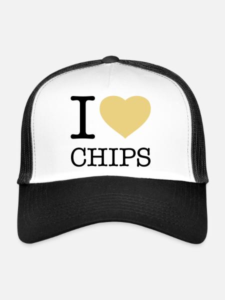 I LOVE CHIPS - Casquette trucker  - blanc/noir - Devant