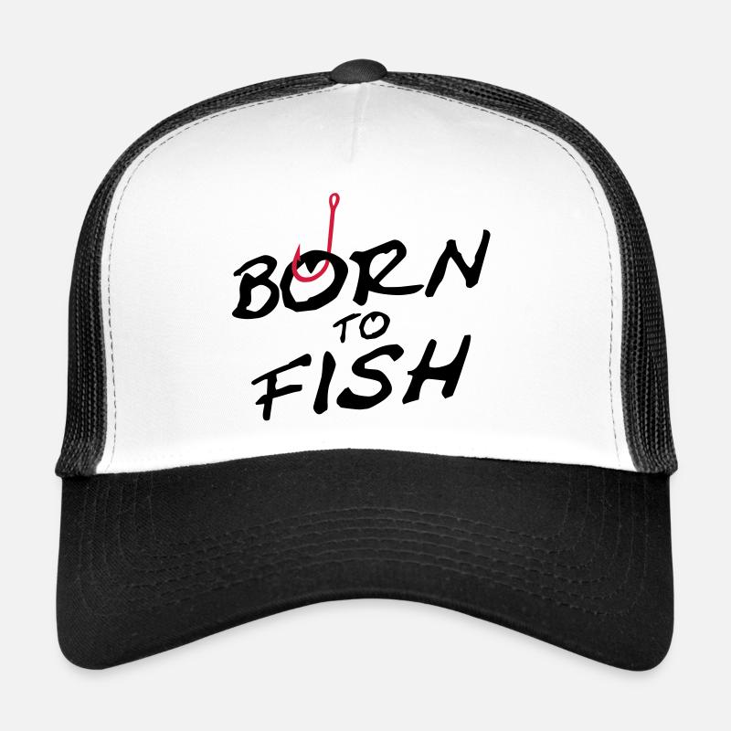 born_to_fish - Casquette trucker  - blanc/noir