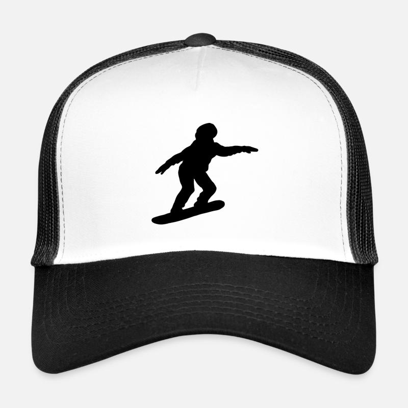 Snowboarder Snowboard Silhouette noir Athlètes Casquette trucker 