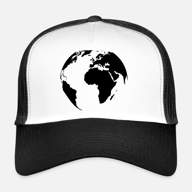 weltkugel-schwarz - Trucker Cap - Weiß/Schwarz