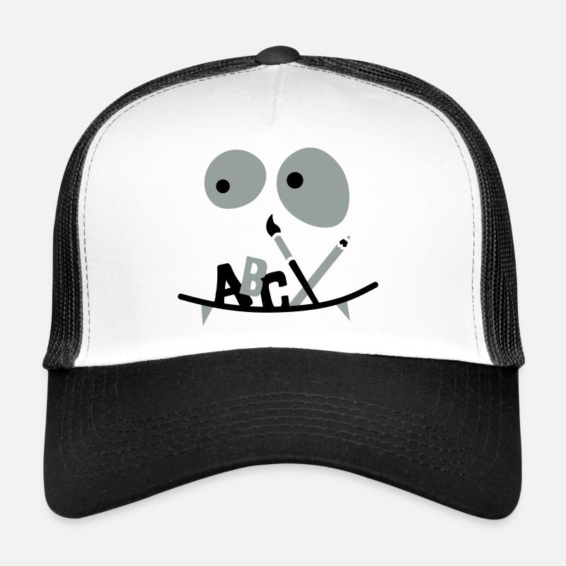 Schulkind - Monster face - Erster Schultag - 2C - Trucker Cap - Weiß/Schwarz