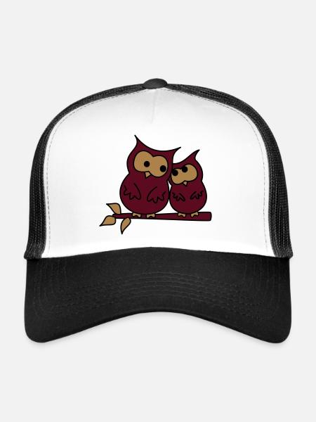 hiboux d'amour - Casquette trucker  - blanc/noir - Devant