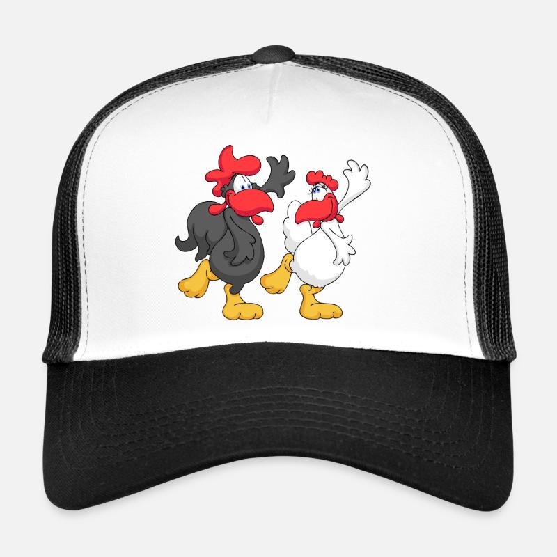 Dancing Chicken Couple - Trucker Cap - white/black