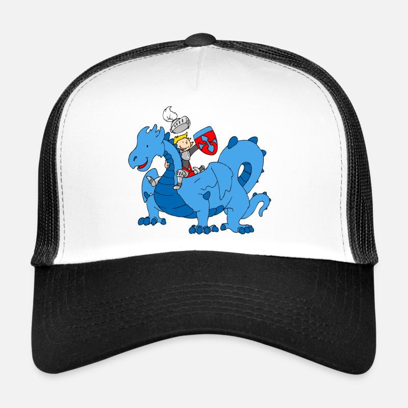 Boy Knight riding Blue Dragon Trucker Cap