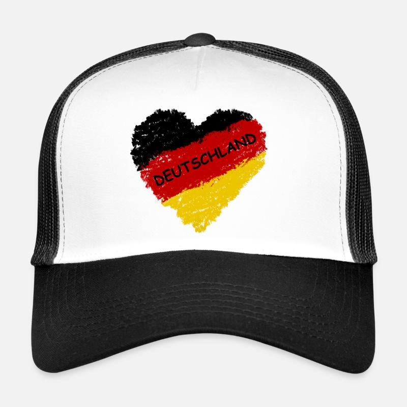 Deutschland Flagge Herz - Trucker Cap - Weiß/Schwarz