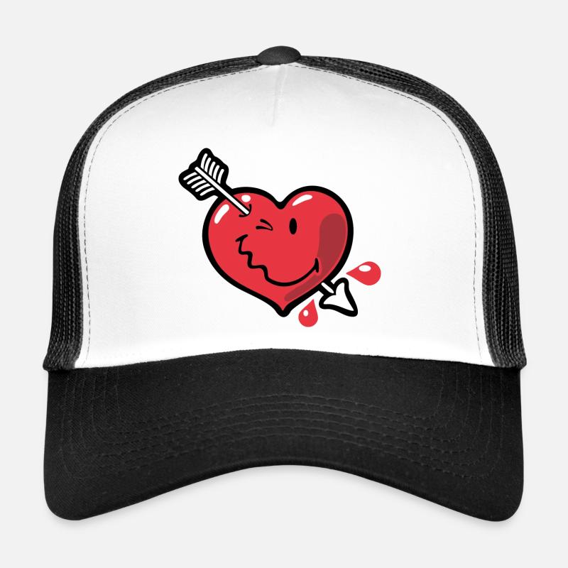 Smiley Heart - Trucker Cap - Weiß/Schwarz