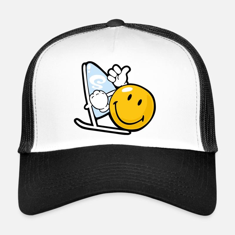 Smiley Windsurfing - Trucker Cap - white/black