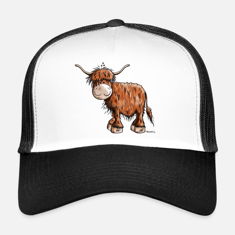 Da ist ein Schottisches Hochlandrind - Trucker Cap - Weiß/Schwarz
