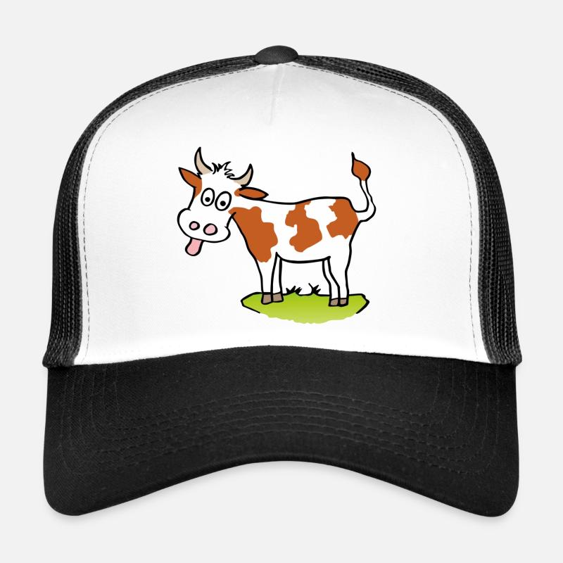 vache drôle - Casquette trucker  - blanc/noir
