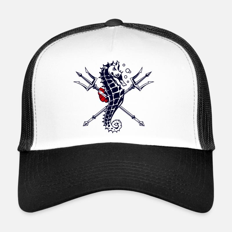 Hippocampe Trident Plongée Sous Marine - Casquette trucker  - blanc/noir