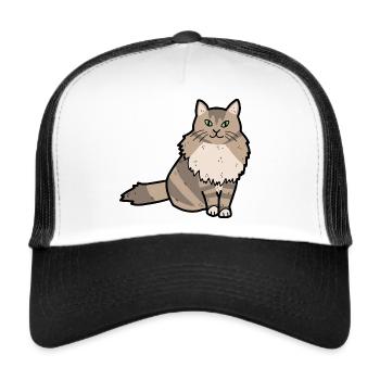 Chat des forêts norvégiennes - Casquette trucker  - blanc/noir - Devant