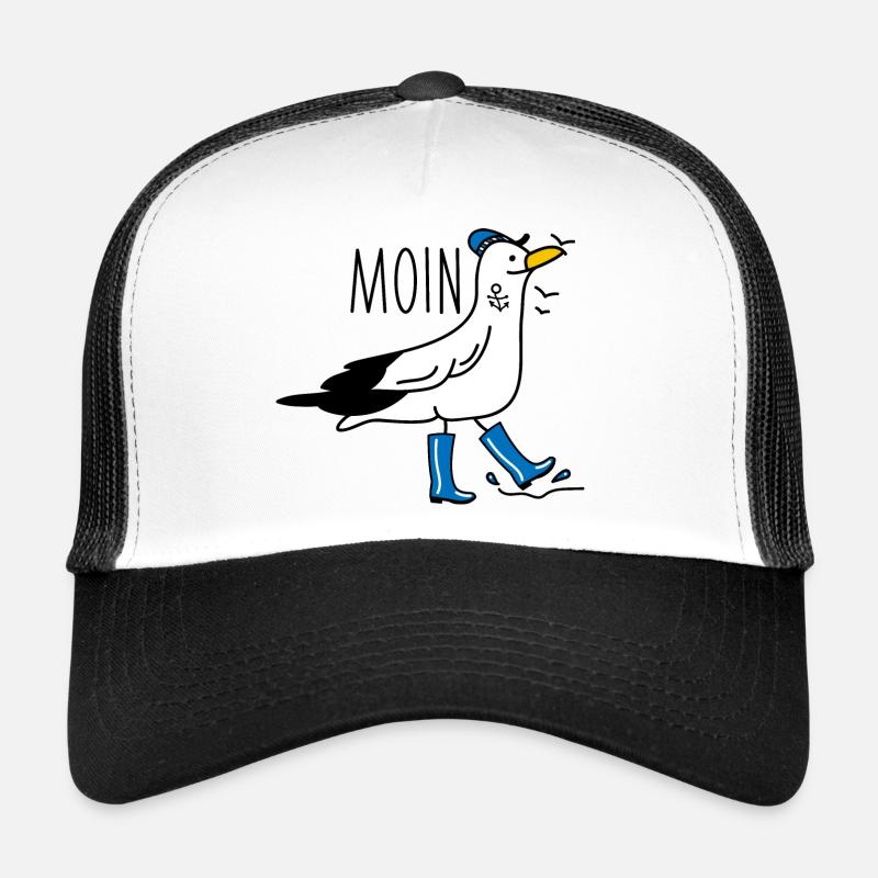 Lustige Möwe mit Gummistiefeln (b) - Trucker Cap - Weiß/Schwarz