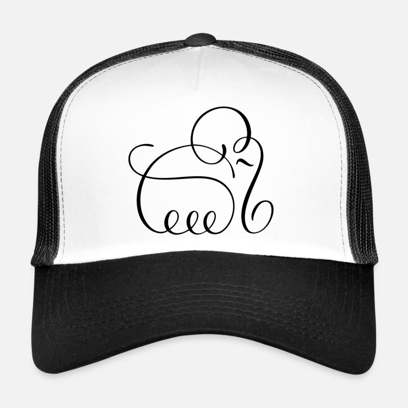 Pencil Line Art Elefant - Trucker Cap - Weiß/Schwarz
