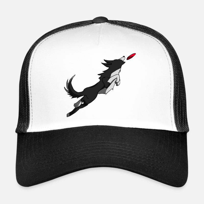 Border collie au frisbee - Casquette trucker  - blanc/noir