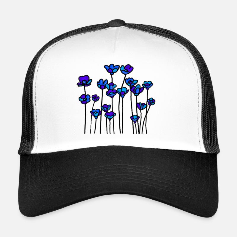 Blumenwiese blau schwarz - Trucker Cap - Weiß/Schwarz