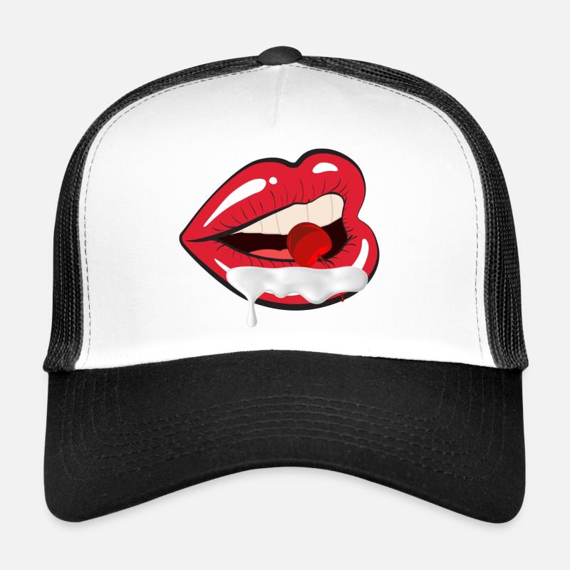 Mouth Plump cherry - Trucker Cap - white/black