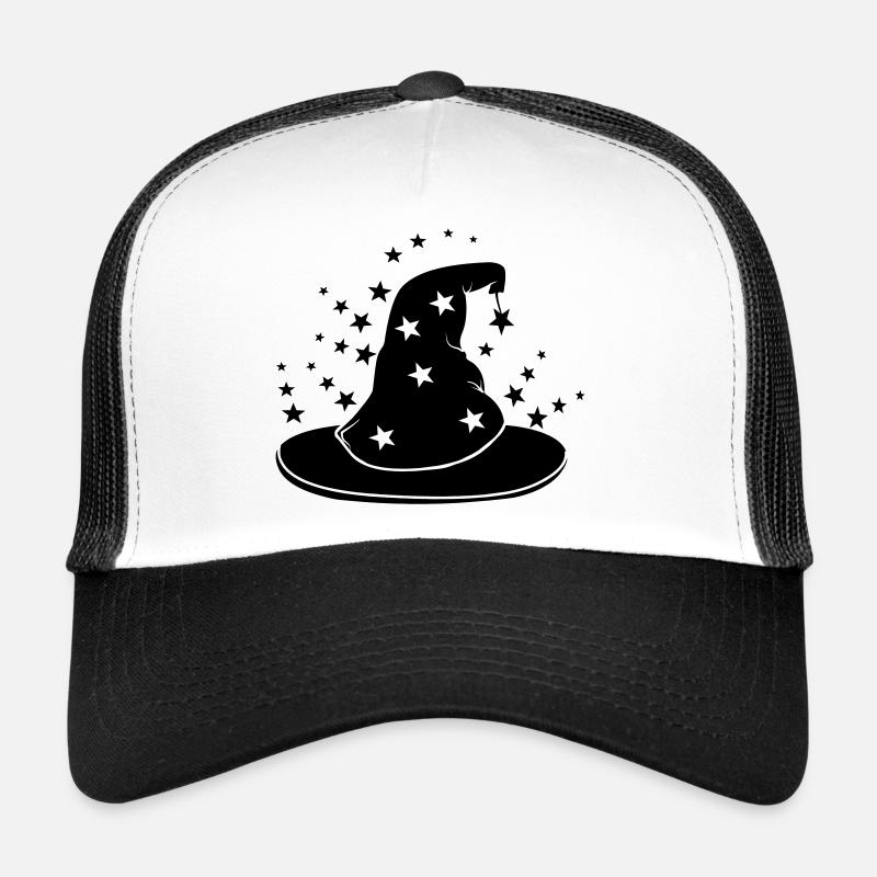 Magischer Zaubererhut mit Sternen - Trucker Cap - Weiß/Schwarz