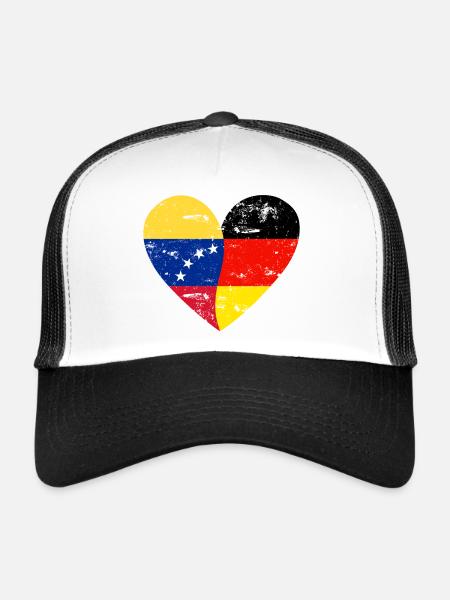 Flag Heart Venezuela Germany - Trucker Cap - white/black - Front