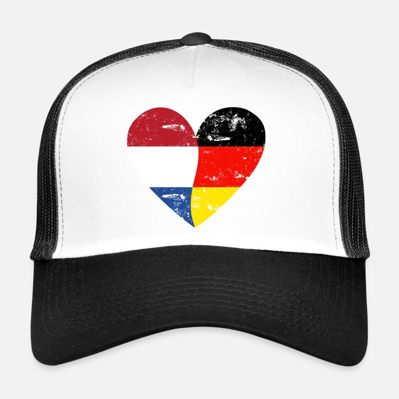 Flag Heart Pays-Bas Allemagne Drapeau Casquette trucker 