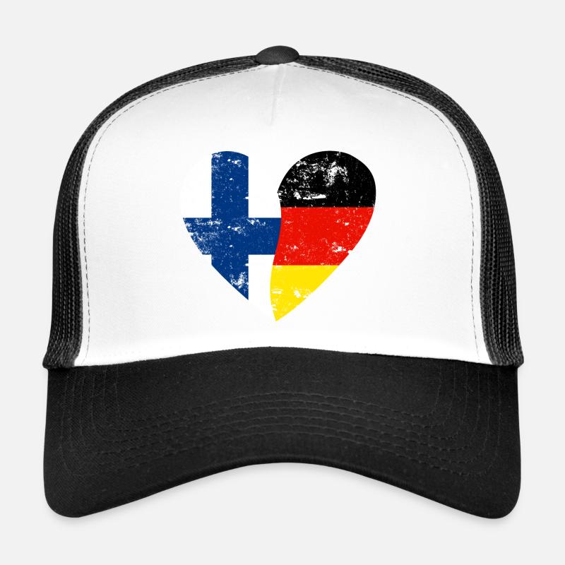 Drapeau Cœur Finlande Allemagne Drapeau Casquette trucker 