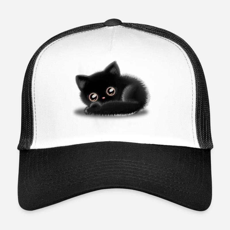 Schwarze Katze 🐈‍⬛ - Trucker Cap - Weiß/Schwarz