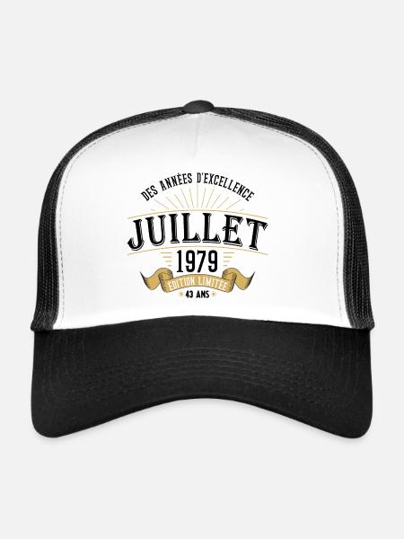 43 Ans Anniversaire Vintage Né(e) en Juillet 1979 - Casquette trucker  - blanc/noir - Devant