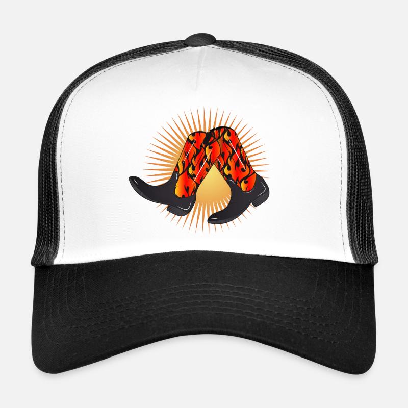 extravagant western boots with flame pattern Trucker Cap
