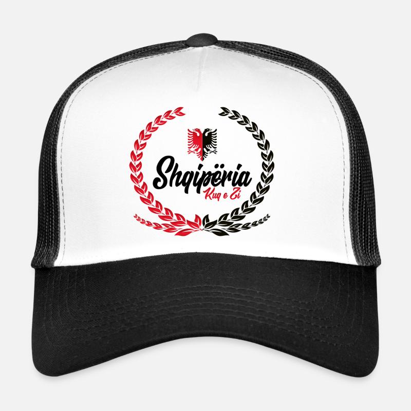 Albanian KuqEZI mit Kranz - Trucker Cap - Weiß/Schwarz
