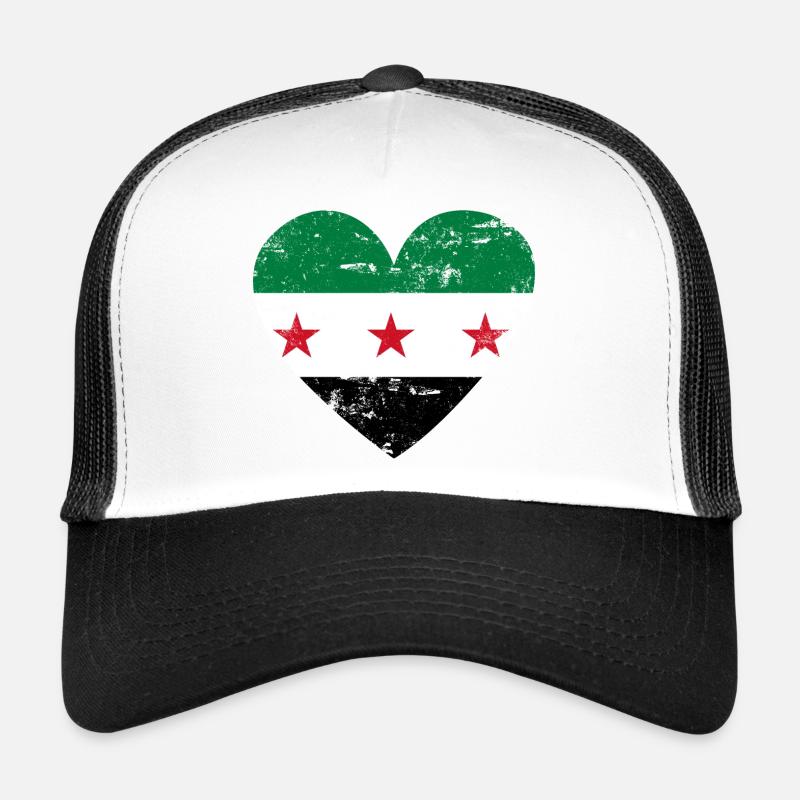 Syrien Flaggenherz - Trucker Cap - Weiß/Schwarz