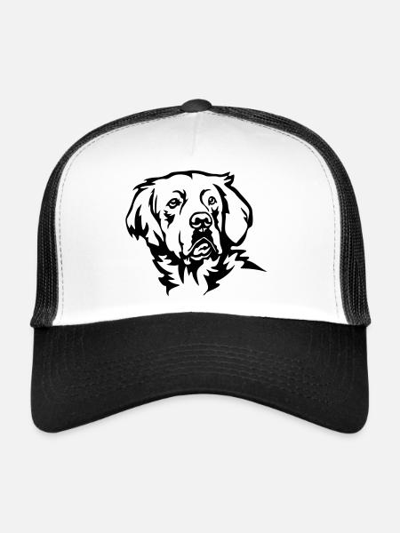 Golden Retriever Head - Trucker Cap - white/black - Front