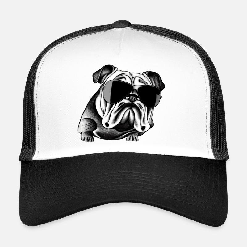 Chiens bouledogues avec lunettes de soleil motif cool Casquette trucker 