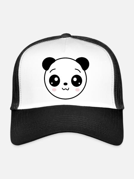 Panda Panda Bear Bear Bear Face Eyes cute - Trucker Cap - white/black - Front