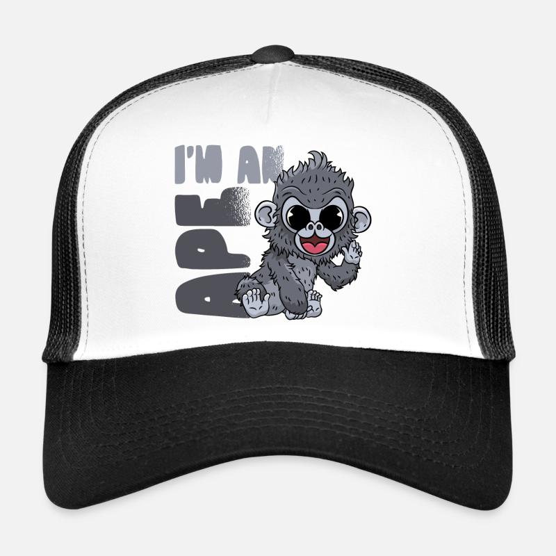 Gorille Singe - Casquette trucker  - blanc/noir