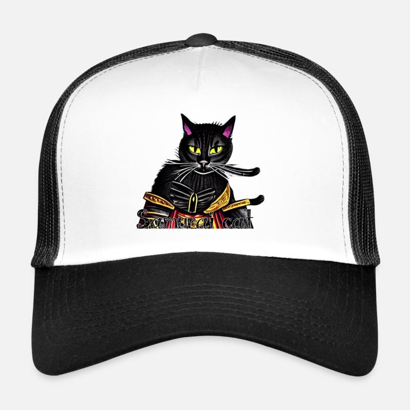 Chat samouraï avec une armure dorée Casquette trucker 