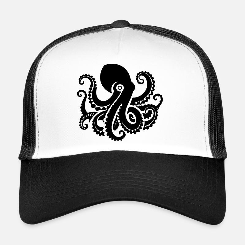 Pieuvre - Casquette trucker  - blanc/noir