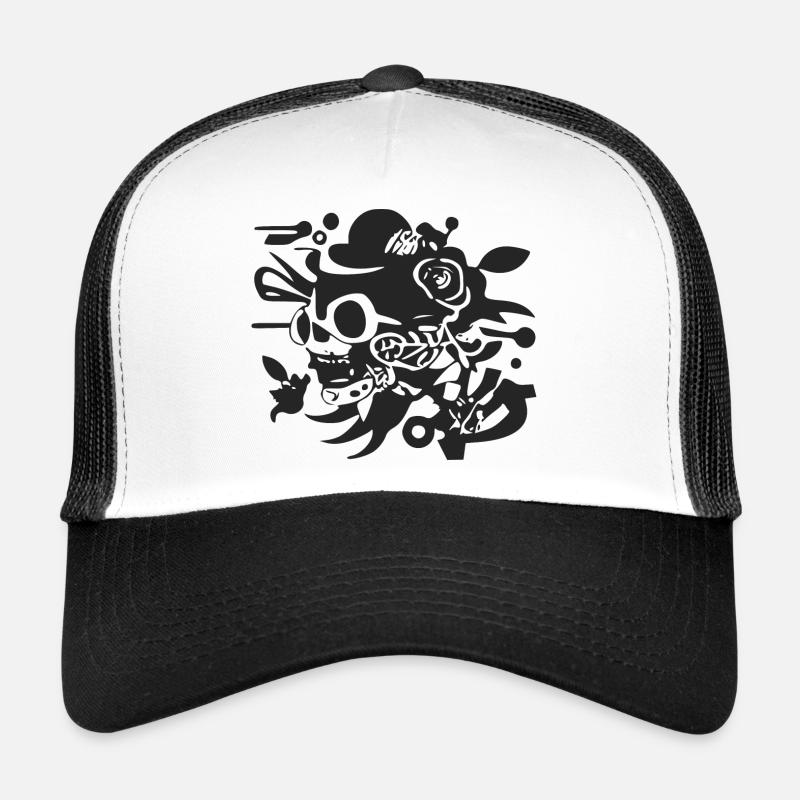 Crâne et fleurs Casquette trucker 
