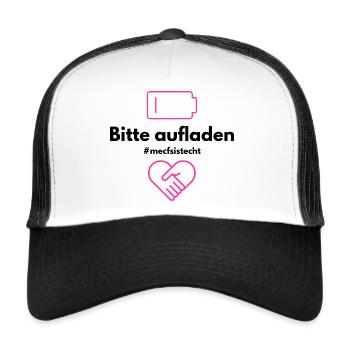 Bitte aufladen PINK 💗 - Trucker Cap - Weiß/Schwarz - Vorne