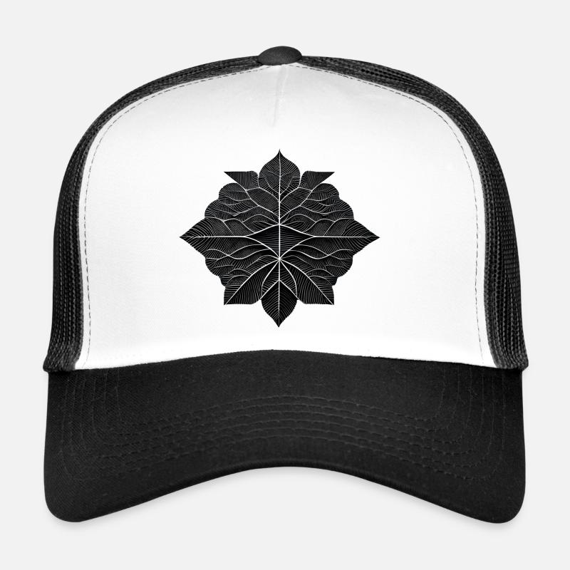 Nächtliches geometrisches Blatt - Trucker Cap - Weiß/Schwarz