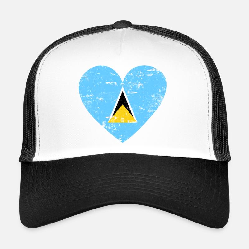 St. Lucia Flag Heart - Trucker Cap - white/black