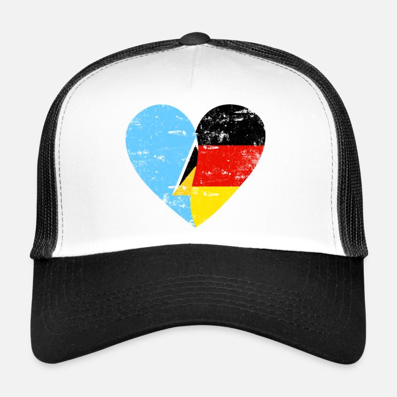 St Lucia Germany Flag Heart Trucker Cap