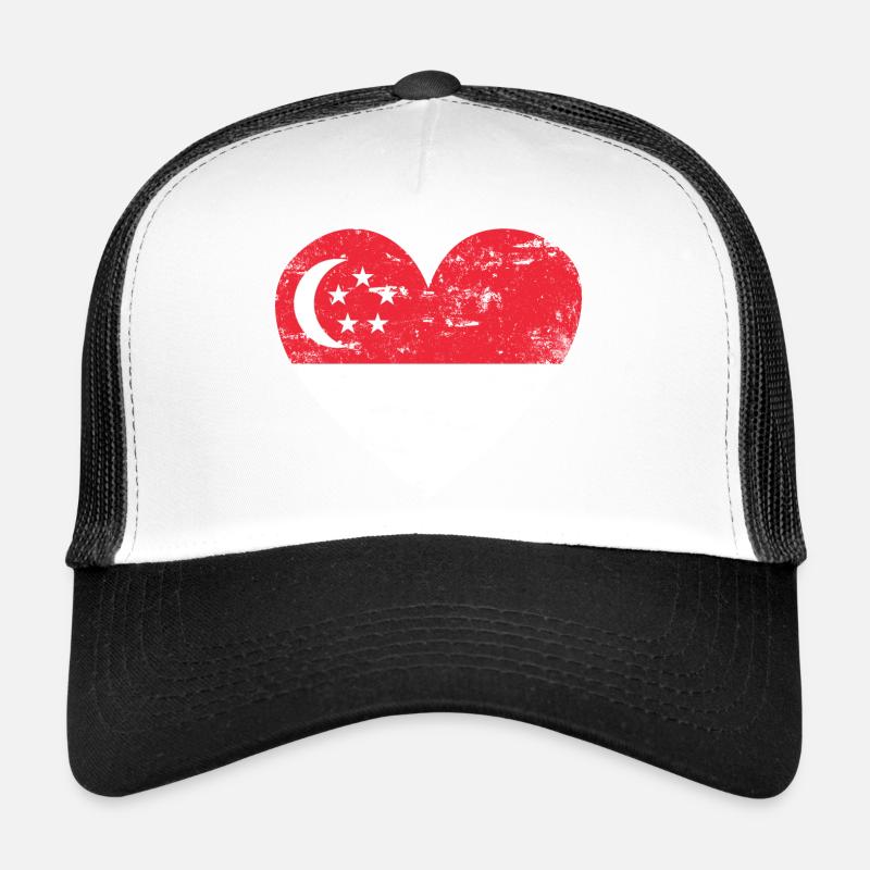Singapur Flaggenherz Trucker Cap