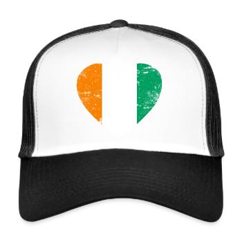 Cœur du drapeau de la Côte d’Ivoire - Casquette trucker  - blanc/noir - Devant