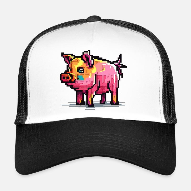 Pig in 8 bits and with pixels Trucker Cap
